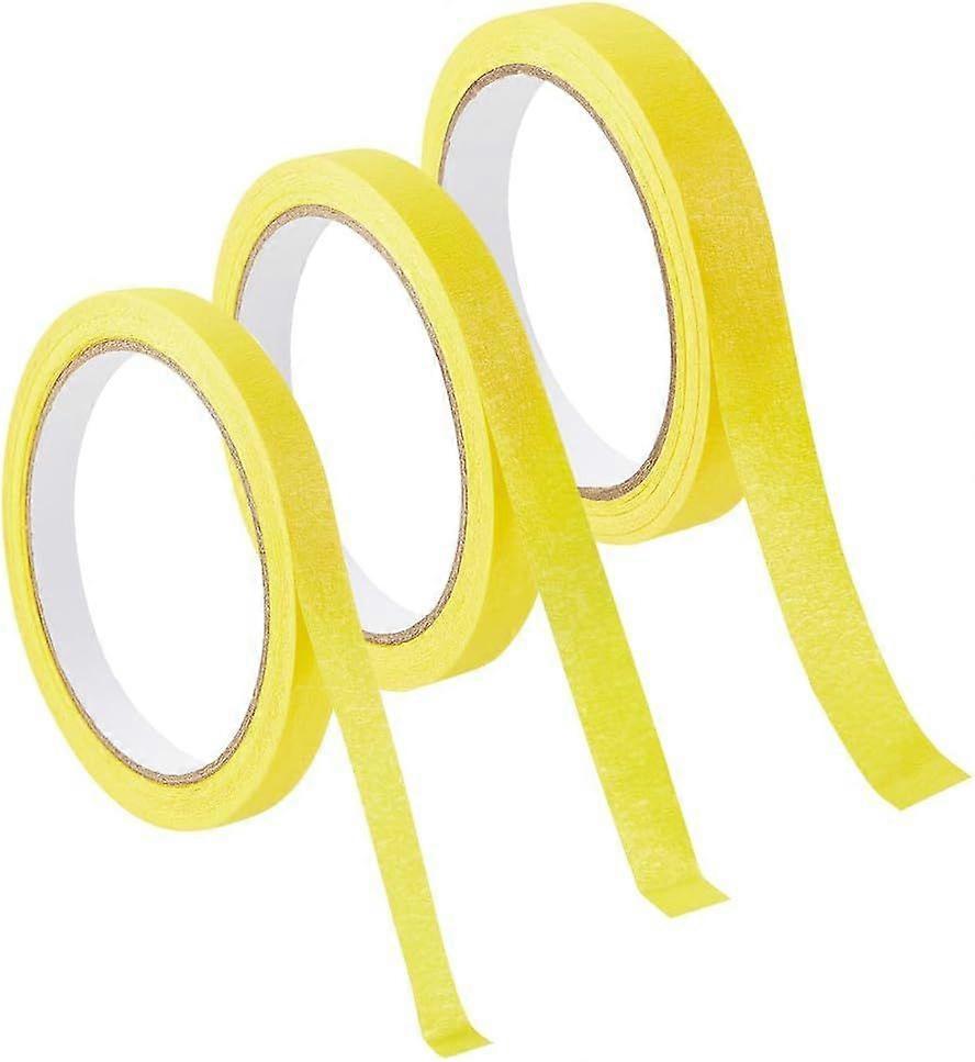 3 Rolls 60m Original Multi-Surface Painter's Tape 10/12/15mm Crepe Paper Masking Tape Yellow Paint Protection Tape Surfaces and Removes Easily for Ind