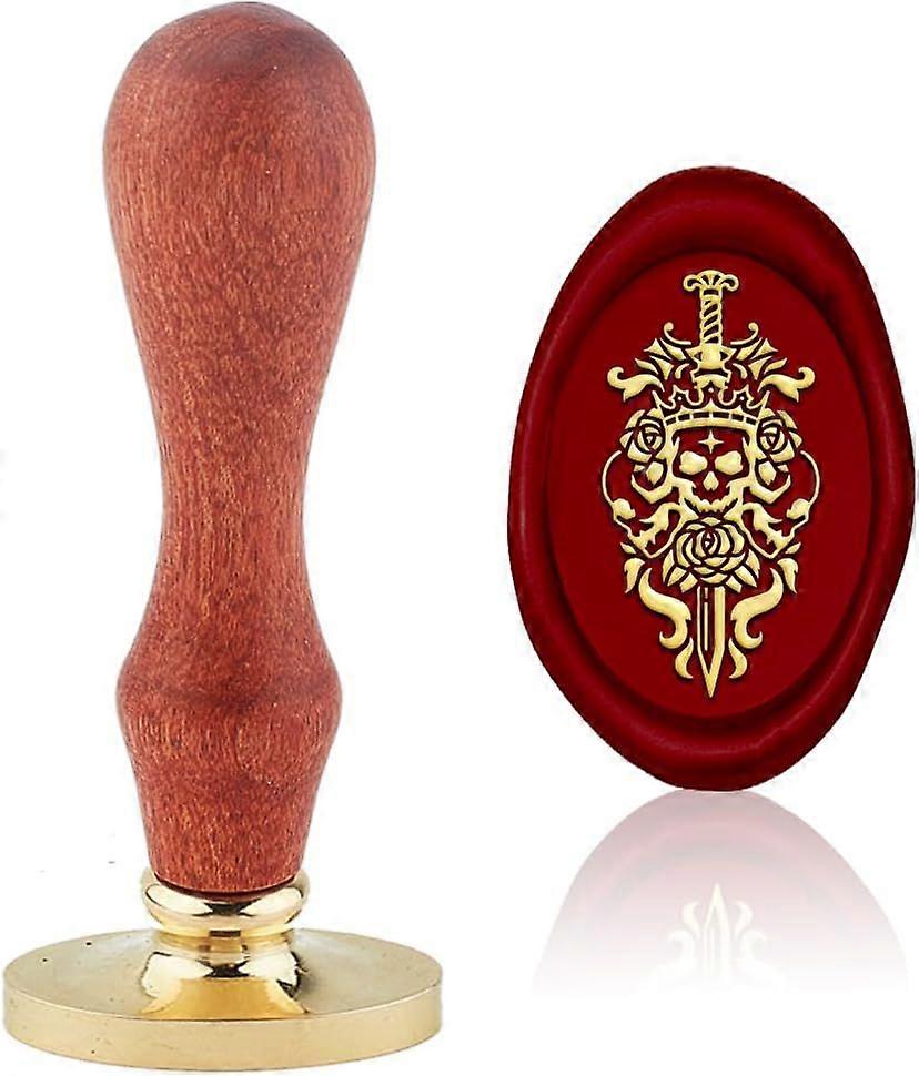 Wax Seal Stamp Replaceable Envelopes DIY Seal Stamp 3D Relievo Oval Brass Head Wooden Handle for Gothtic Party Card Spooky Decor Gift Wrap Back to Sch