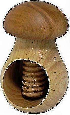 Solid Beech Wood Nutcracker in Light Brown Mushroom Design