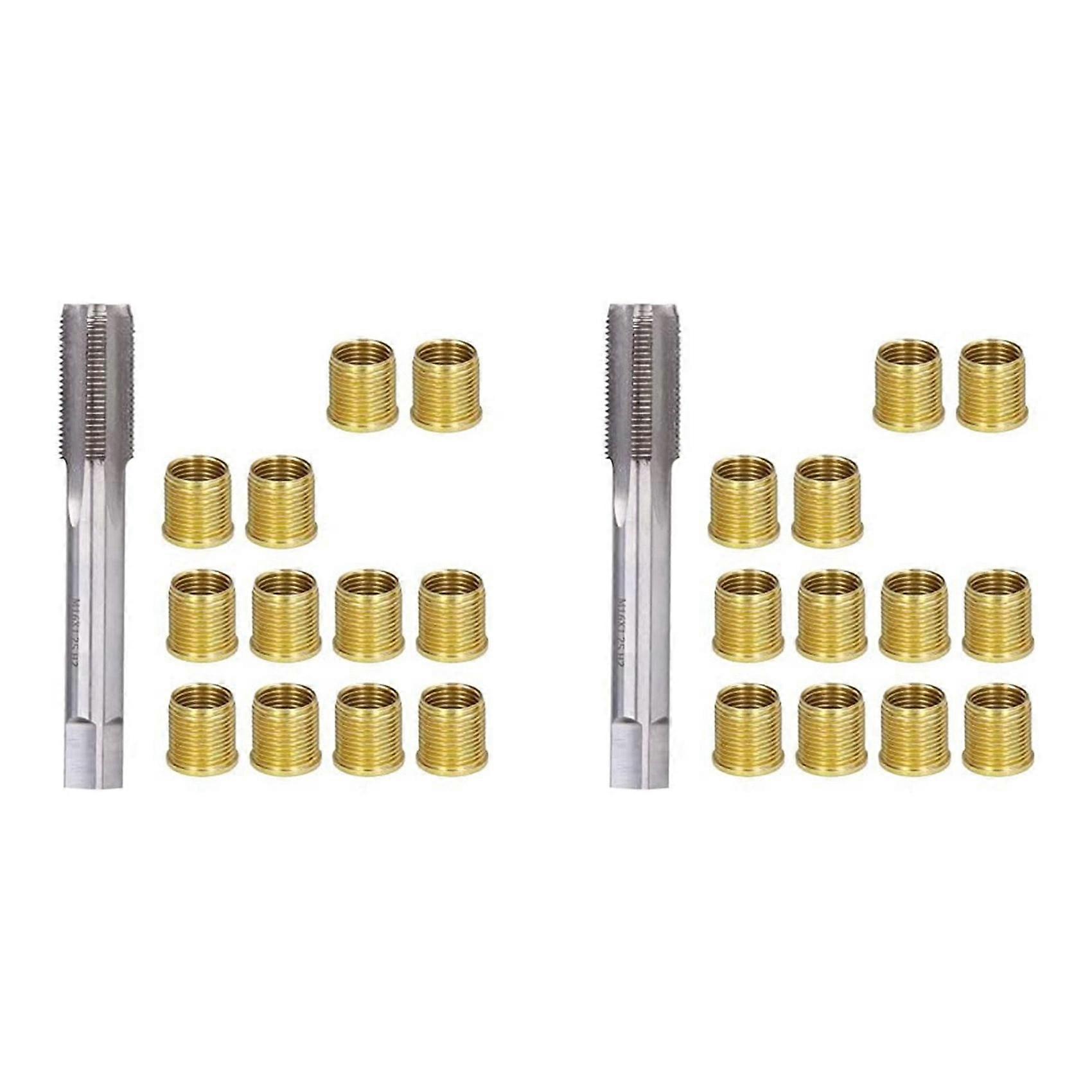 24x Spark Plug Thread Repair Tools, High Speed Steel Tap Spark Plug with M14X1.25 Inserts and M16X1.25 Tap Kit