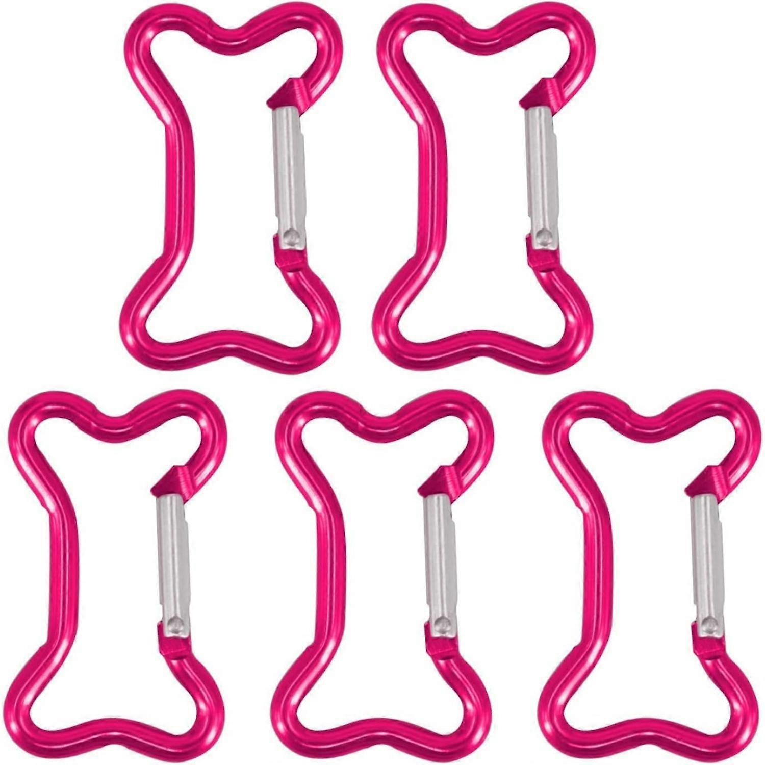 5Pcs Rose Red Hook Clip KeyRings Metal Carabiner Keychains Buckle Hardware Bone Shape Spring Clasps Aluminum（Y1518）