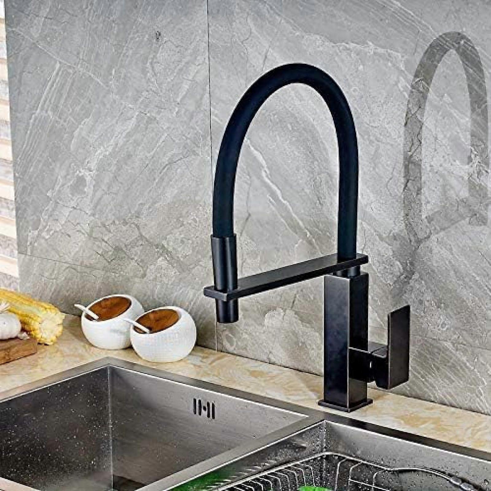 Oil Rubbed Bronze Kitchen Faucet Pull Down Solid Brass Swivel Spout with Drip Cartridge
