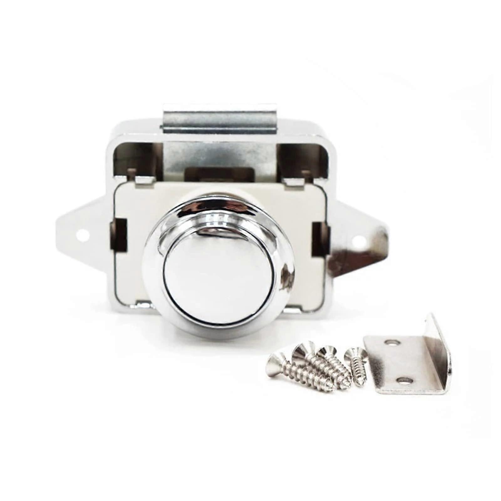 RV Push Button Lock with Key, Durable Metal Latch for Camper Caravan Boat Cabinets, 3 Pack