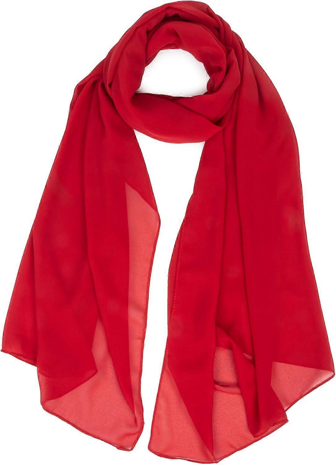 Lenços femininos da moda, leves, de chiffon, para o verão, estilo xale (180 cm x 70 cm), vermelho, 70,8 polegadas x 27,5 polegadas.