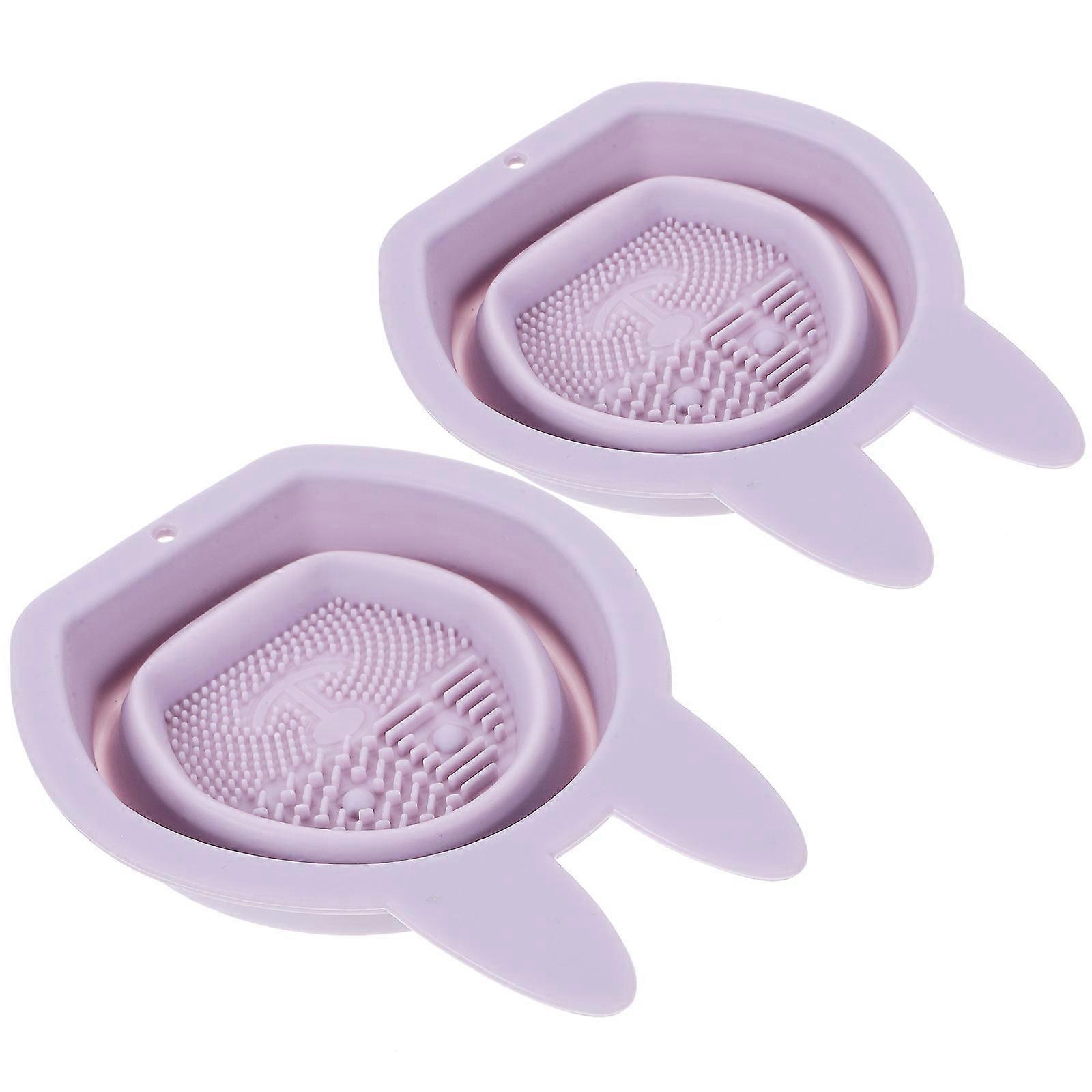 Bunny-Shaped Makeup Brush Cleaner Silicone for Cleaning 10Pcs Violet Set