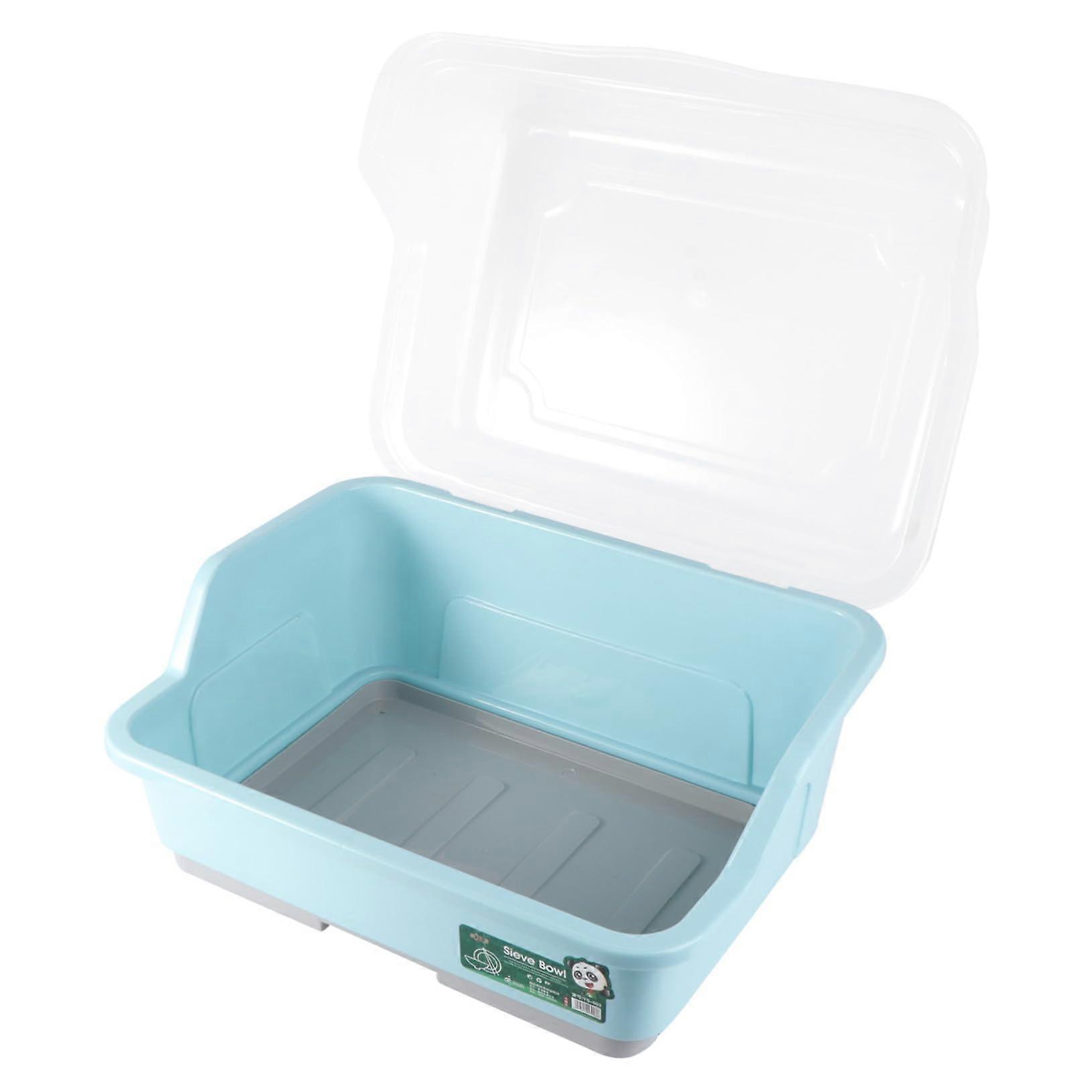 Dish Drying Rack with Lid and Drain Tray, DustProof Kitchen Dish Organizer for Countertop