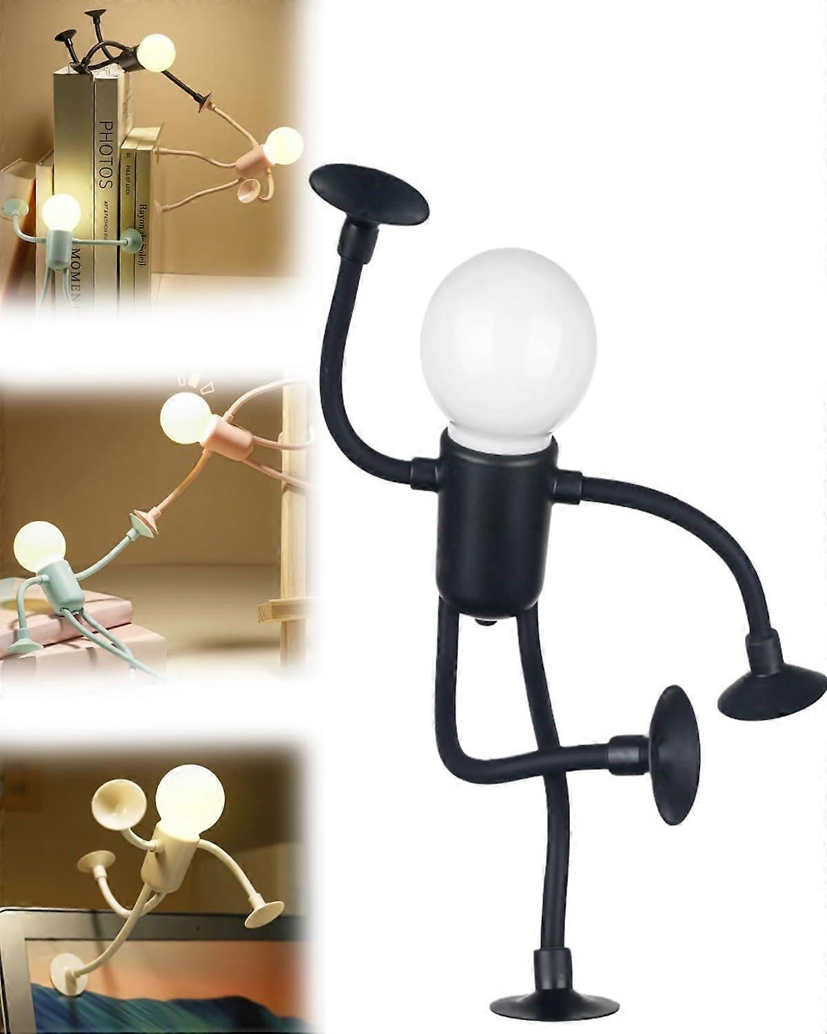 LED Night Light with Bendable Limbs, Color Changing Flexible Table Lamp with Suction Cup, Black