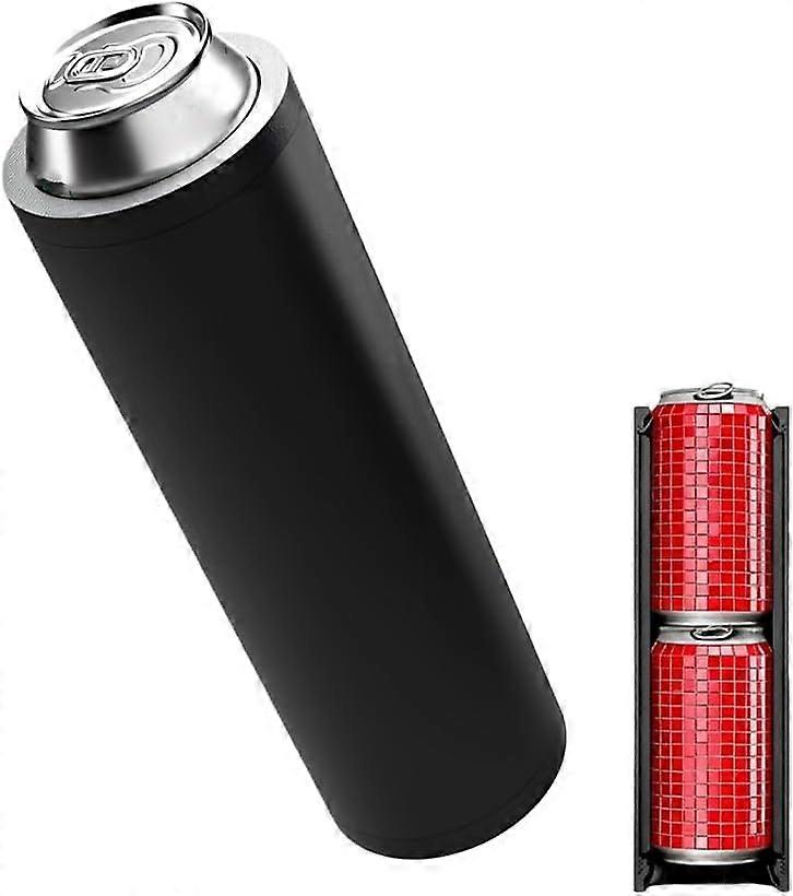 Slim Can Cooler with DualCan Vertical Design for 12oz Beer or Soda, Black Insulated Holder