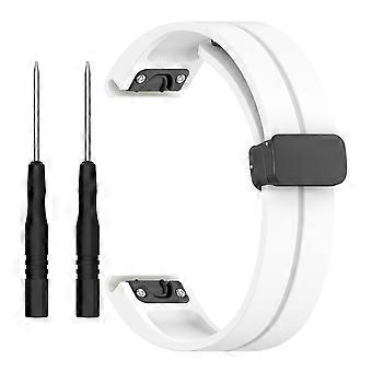 Till Garmin Fenix 7X/7X Solar/Tactix 7 Pro Silikon Klockarmband 26mm Vikbart Svart Spänne Klockarmband