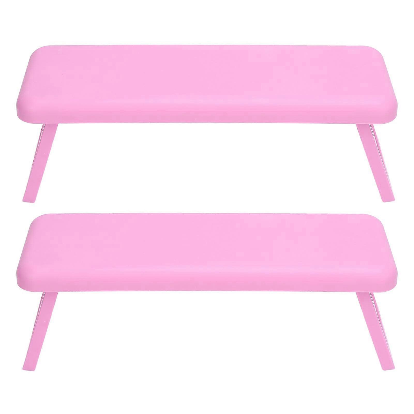 2 Pcs Foldable Nail Arm Rest with Washable Surface, Comfortable Manicure Hand Support Pad Pink