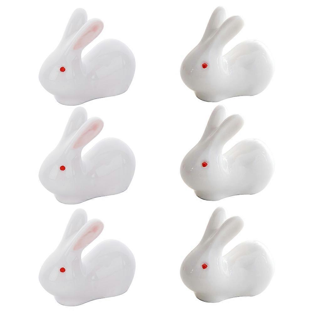 6Pcs Ceramic Chopsticks Rest for Home Use Rabbit Shape Decorative Stand