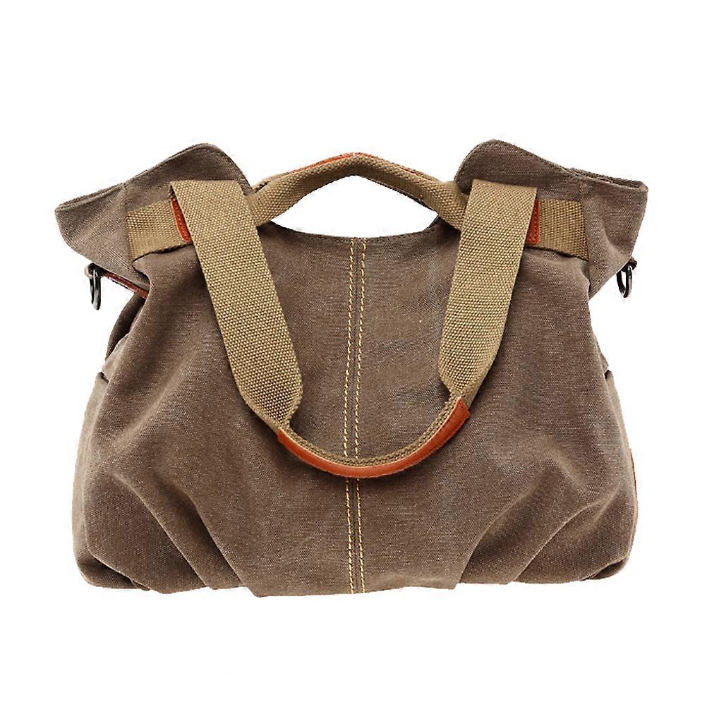 Retro Fashion Canvas Bag Daily Shopping Brown Rectangular Foldable 1Pack