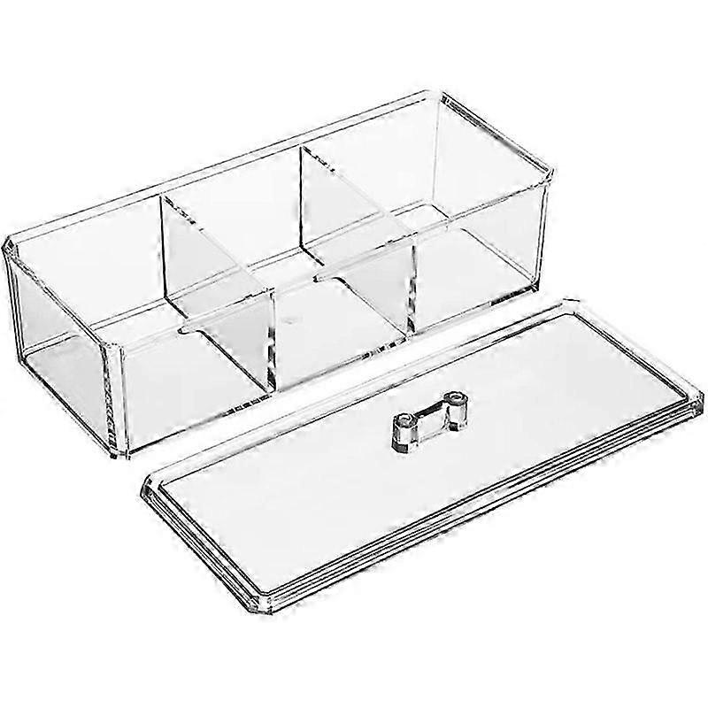 26-27 Tea Bag Storage Box, Clear Acrylic Tea Bag Container 3 Compartments Stackable Tea Sachets Holder