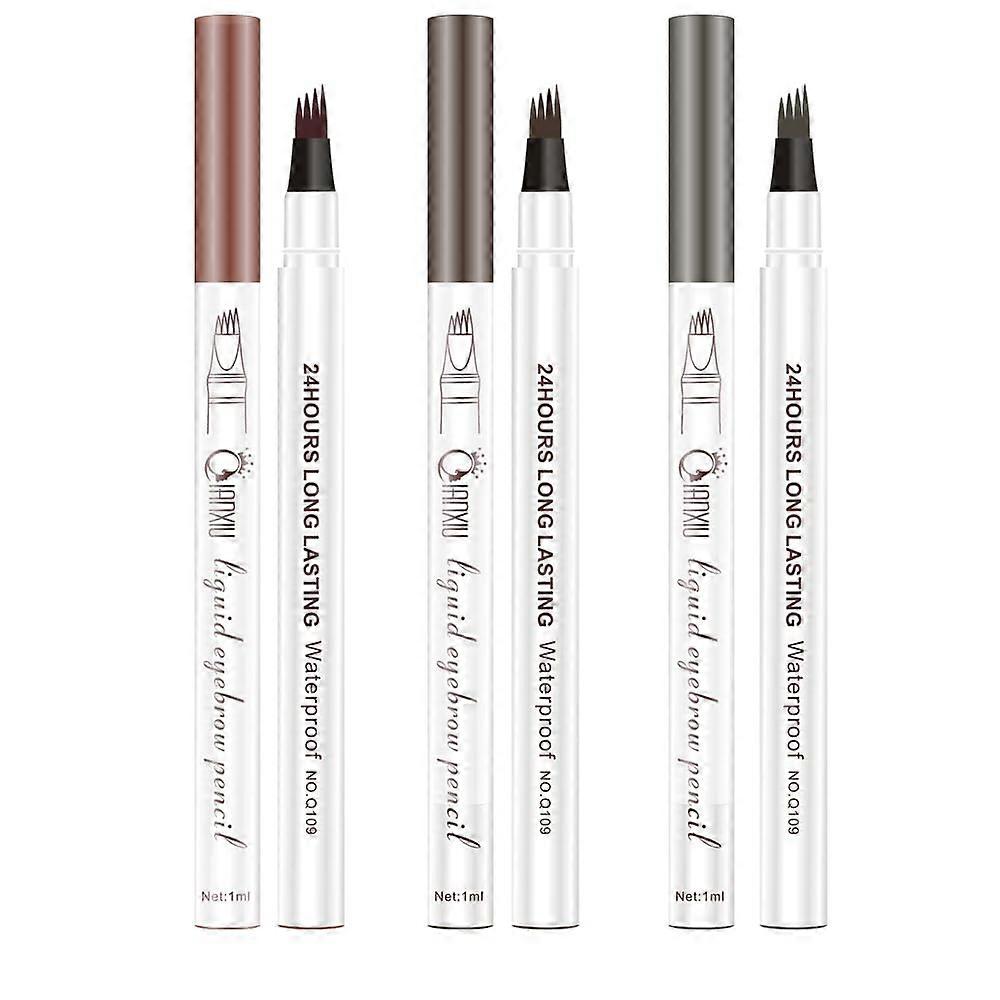 Waterproof Microblading Eyebrow Pen Auburn 4 Tip Precision Brow Pen Natural 3D Effect 2PCS