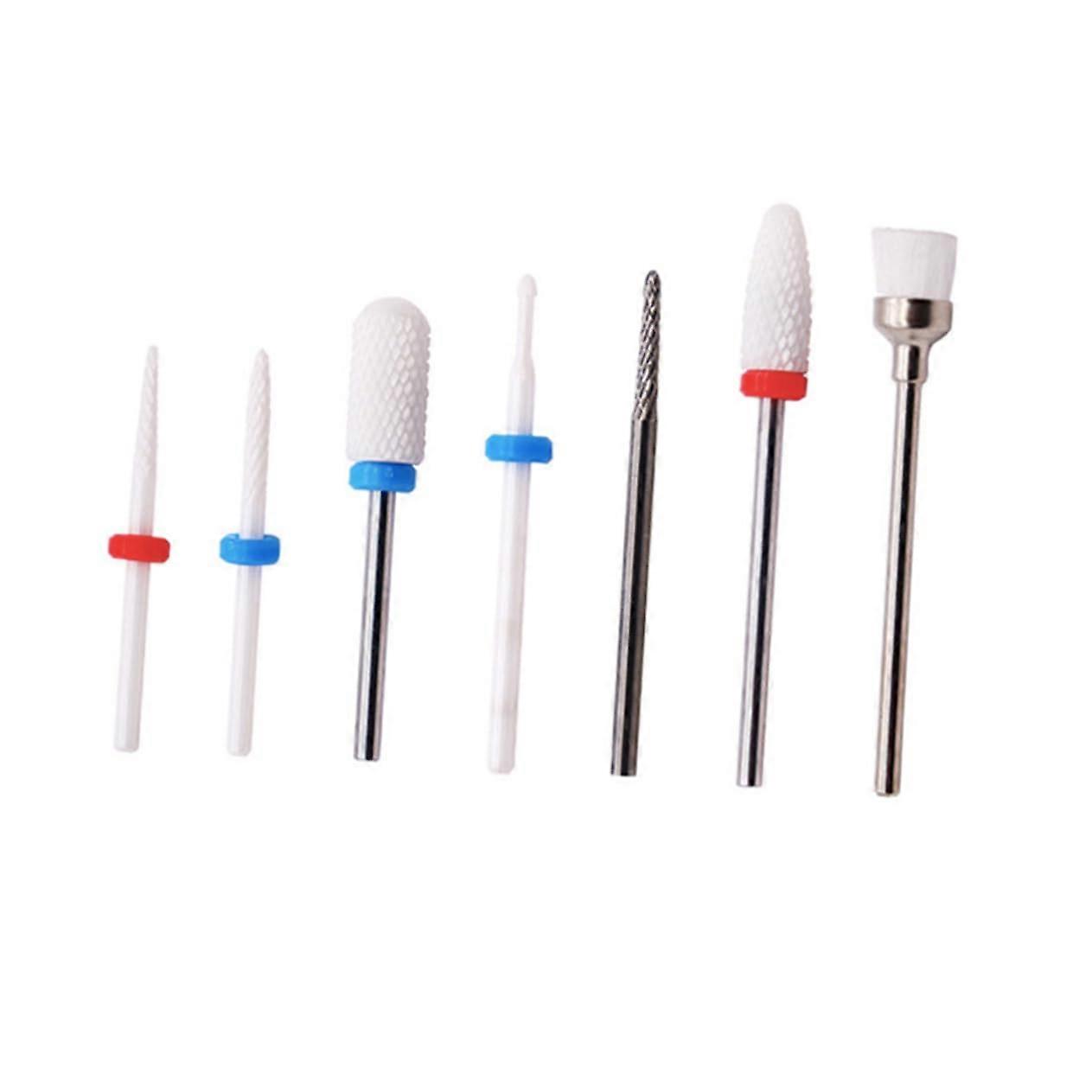 Professional Ceramic Nail Drill Bits Set with 7 Interchangeable Heads for Manicure and Pedicure