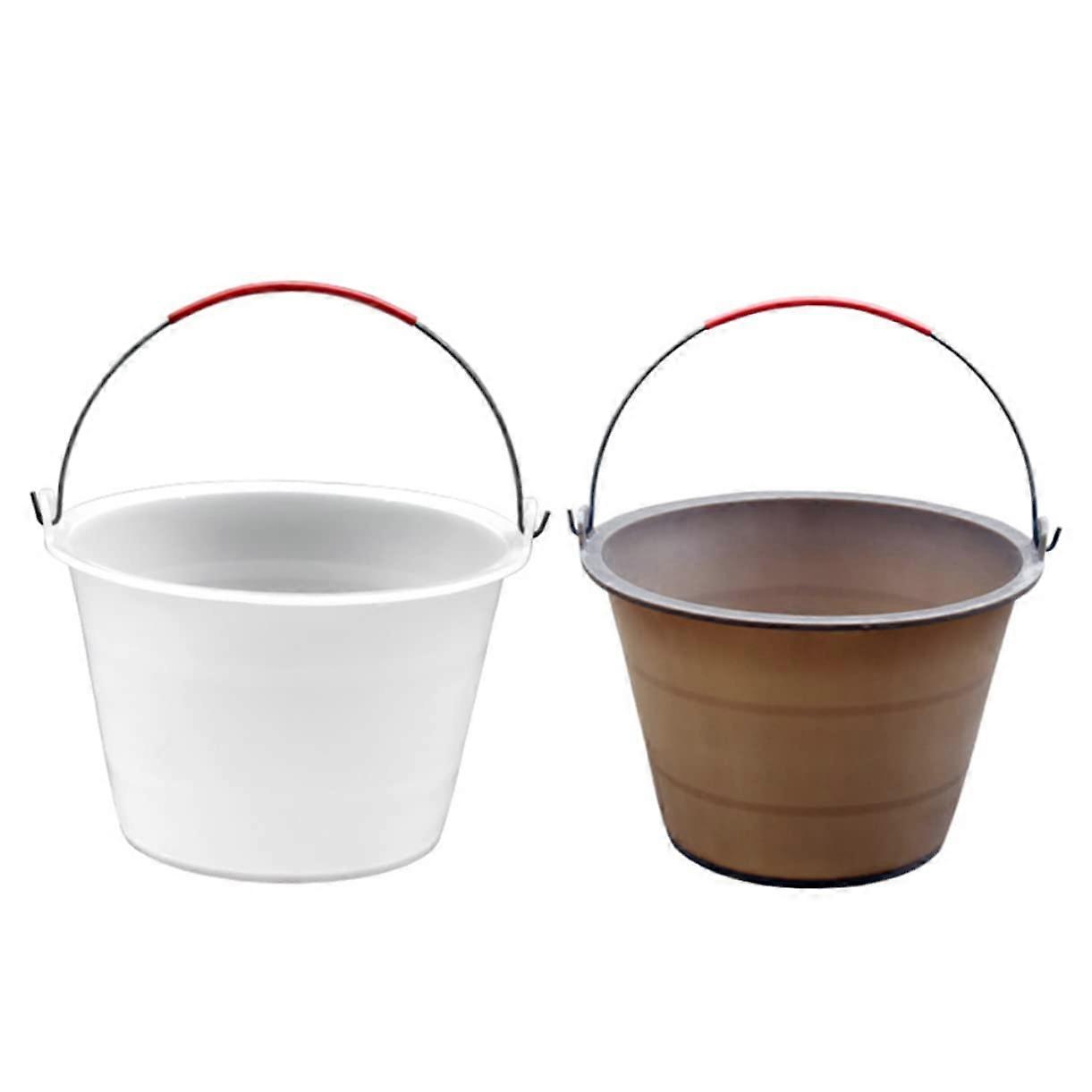 2pcs Plastic Cement Bucket Durable Construction Site Pail with Handle for Mixing