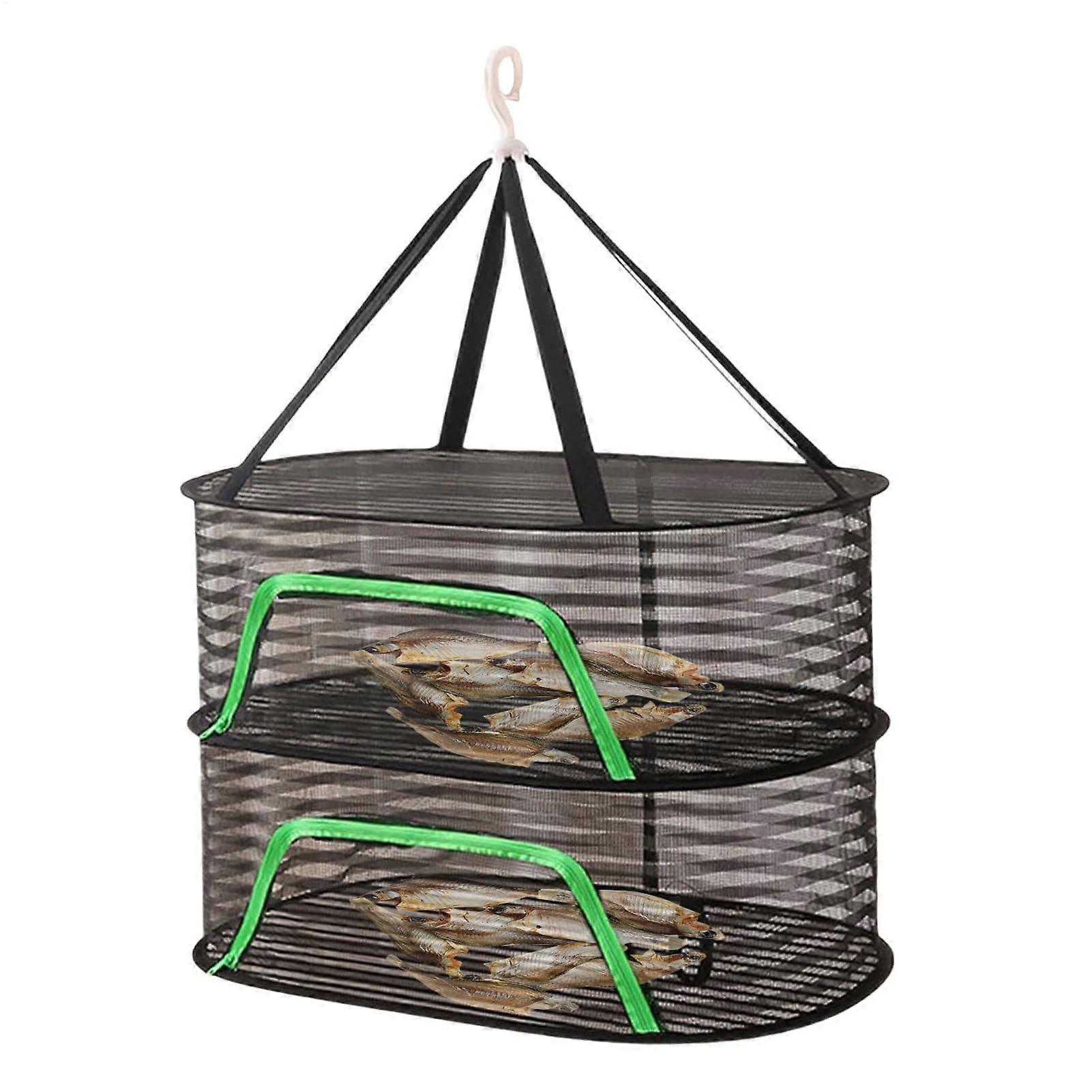 Mesh Drying Rack with Large Capacity TwoLayer Foldable Design for Fish Vegetables and Herbs