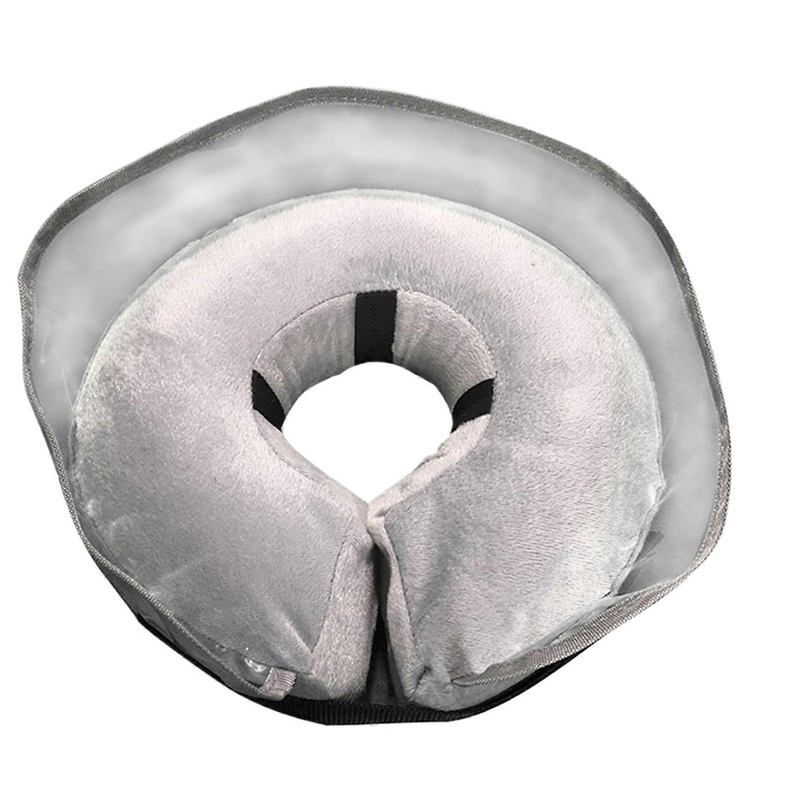 Inflatable Dog Cone Soft Adjustable Recovery Collar for Preventing Licking Post Surgery Gray M