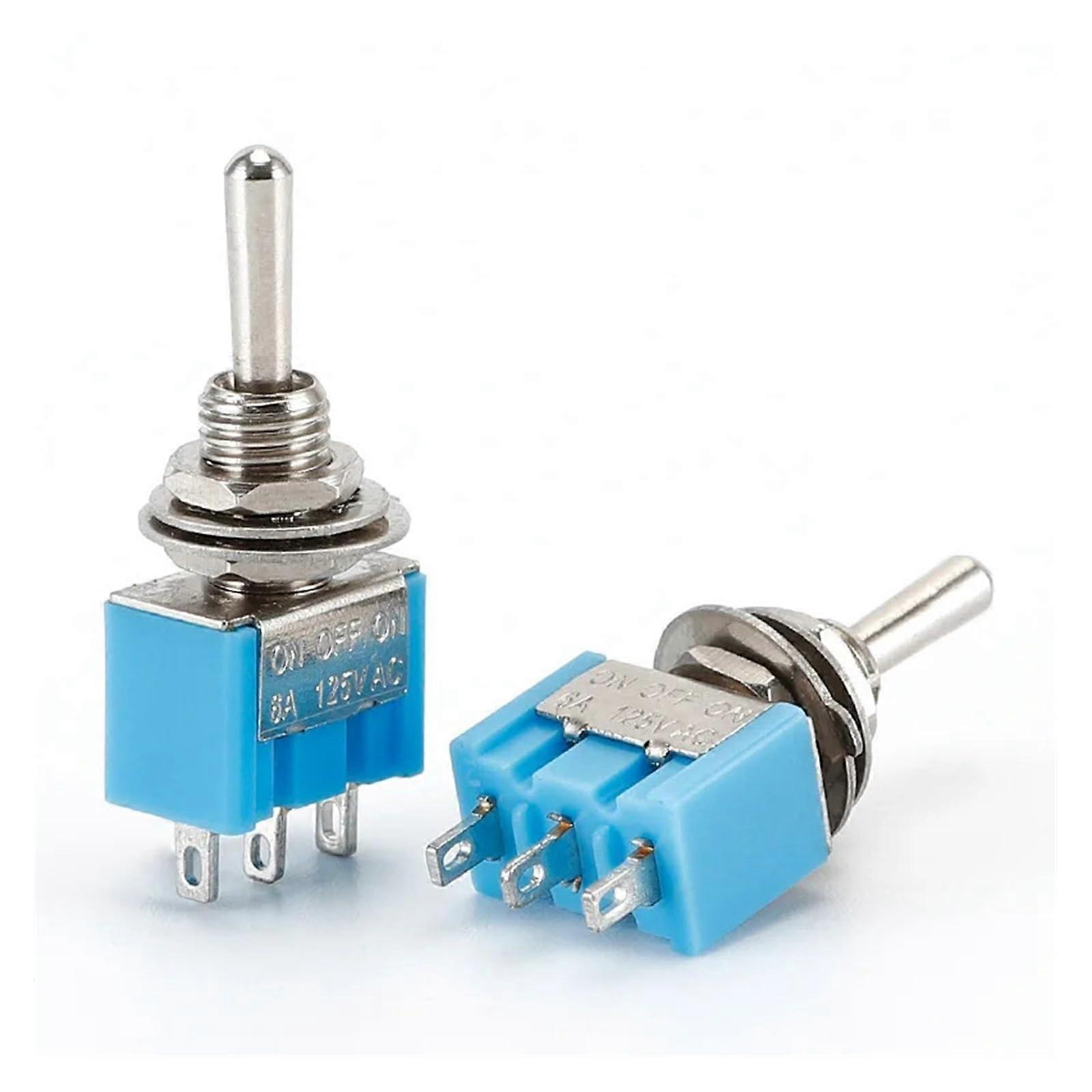 5pcs MTS103 3Pin SP3T ONOFFON Toggle Switch 6A 125V 3A 250V AC Durable Panel Mount
