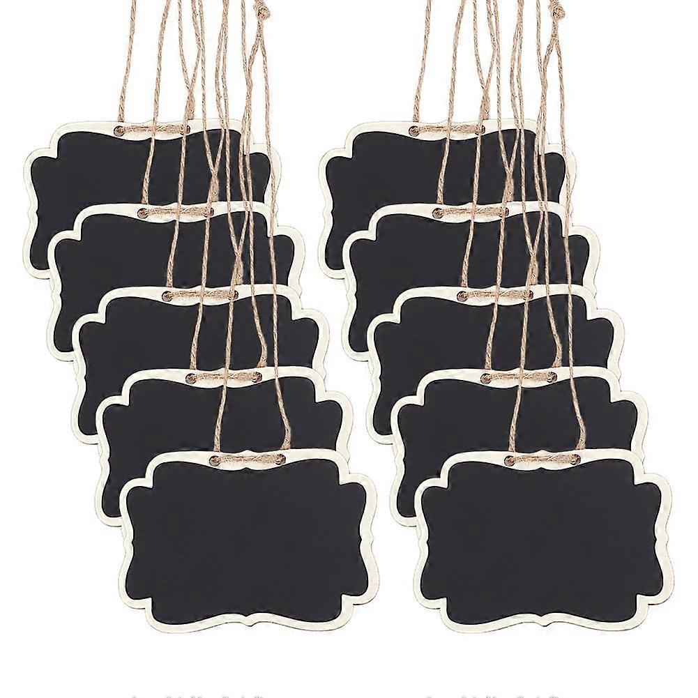 10pcs Mini Wooden Chalkboard Tags with String, Reusable Writable Labels for Wine Bottles and Party