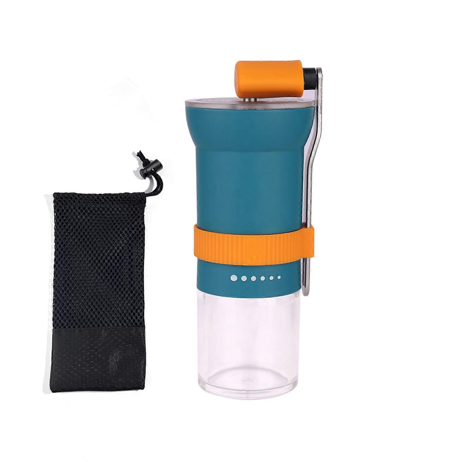 Manual Coffee Grinder with Adjustable Settings Ceramic Burr Blue TravelFriendly Ergonomic Grip
