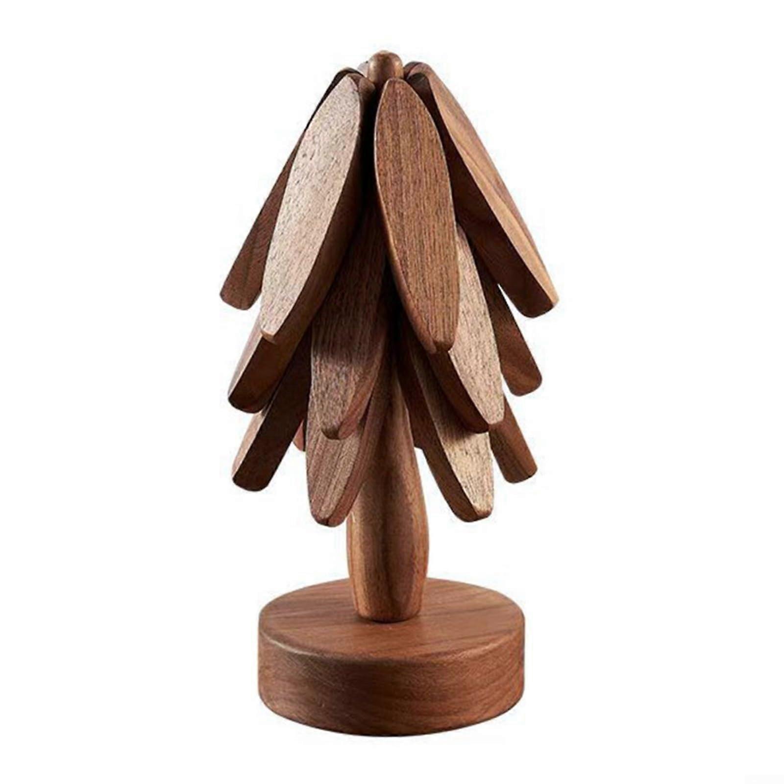 Wooden Trivets Heat Resistant Tree Shaped Foldable Table Protector for Hot Pots