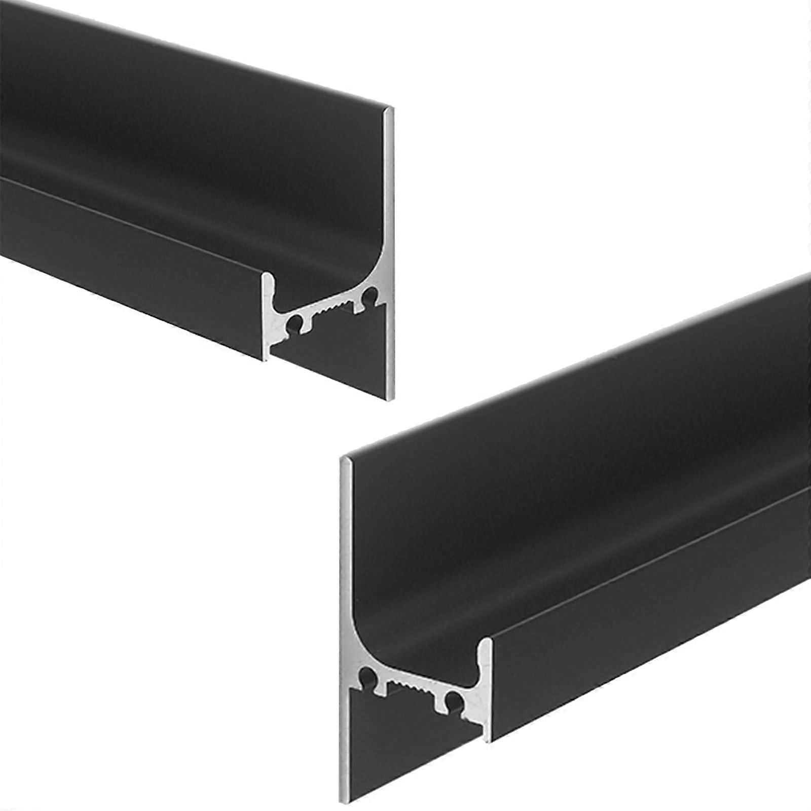 Black Recessed Cabinet Pull Handles, Custom Length 40cm Modern Invisible Aluminum Drawer Pulls 2 Pack
