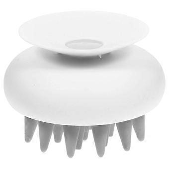 Brosse de massage du cuir chevelu pour éliminer les pellicules, applicateur de shampoing doux avec poignée antidérapante, blanche
