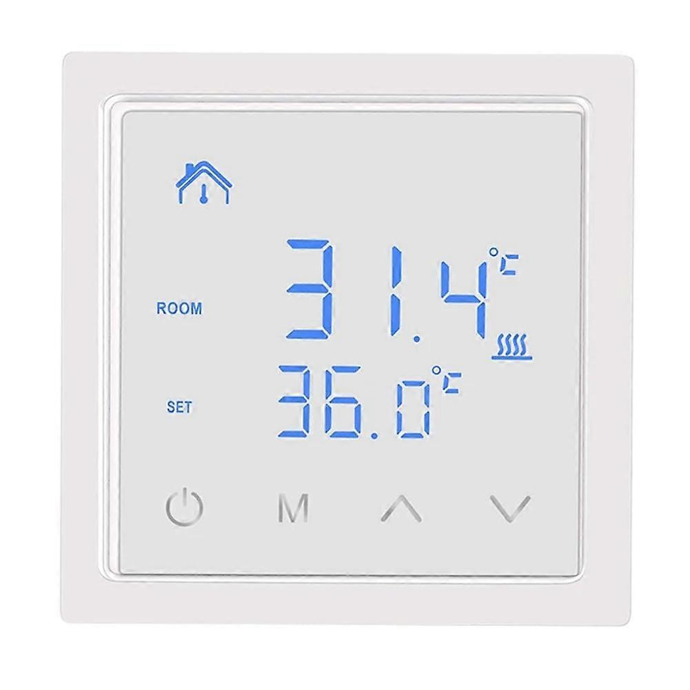 Smart Thermostat 16A Floor Heating Controller with LED Touch Screen, Dual Sensor Safety, White