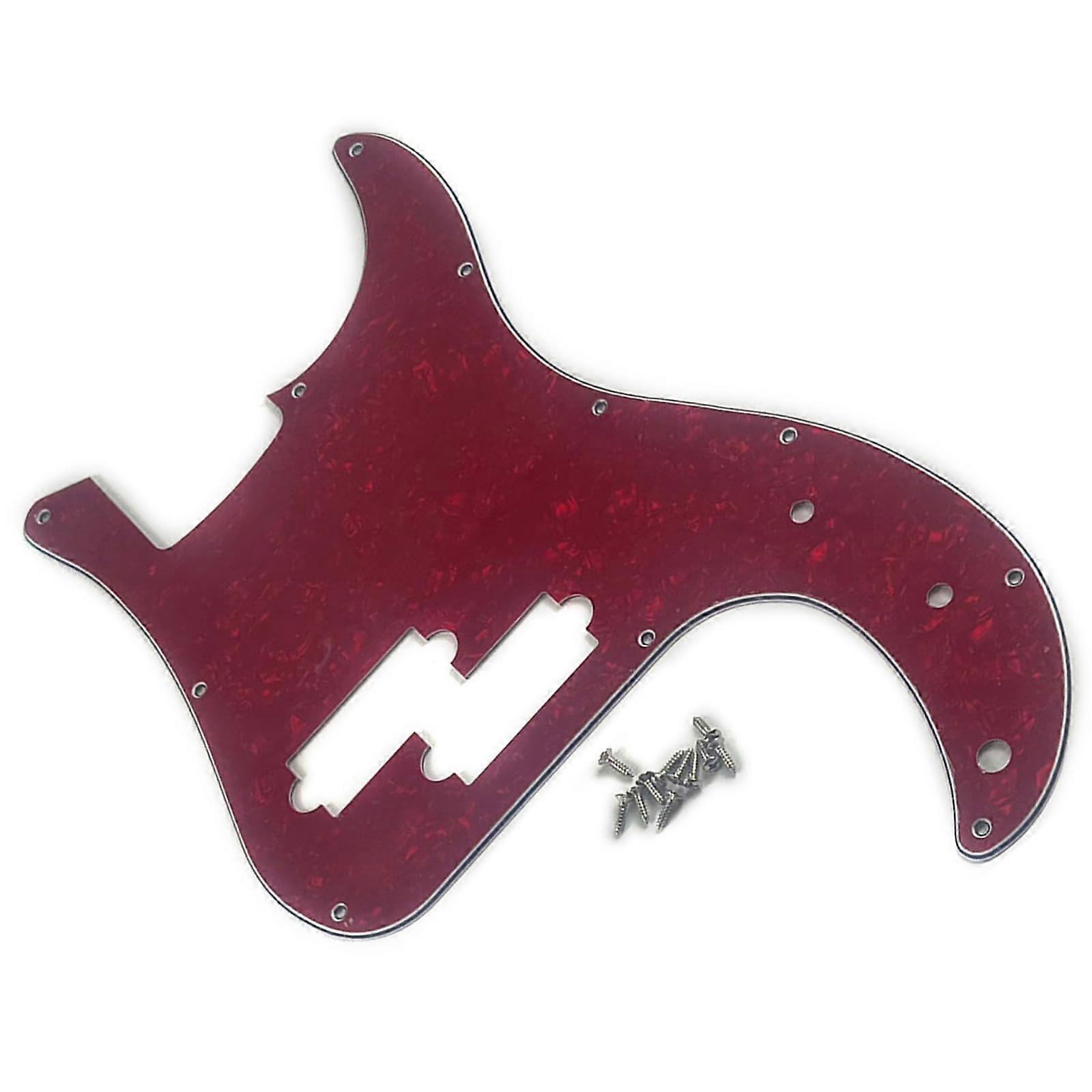 Bass Pickguard 11 Hole Replacement for Standard 4 String Bass, Durable TripleLayer ScratchResistant Red Plate
