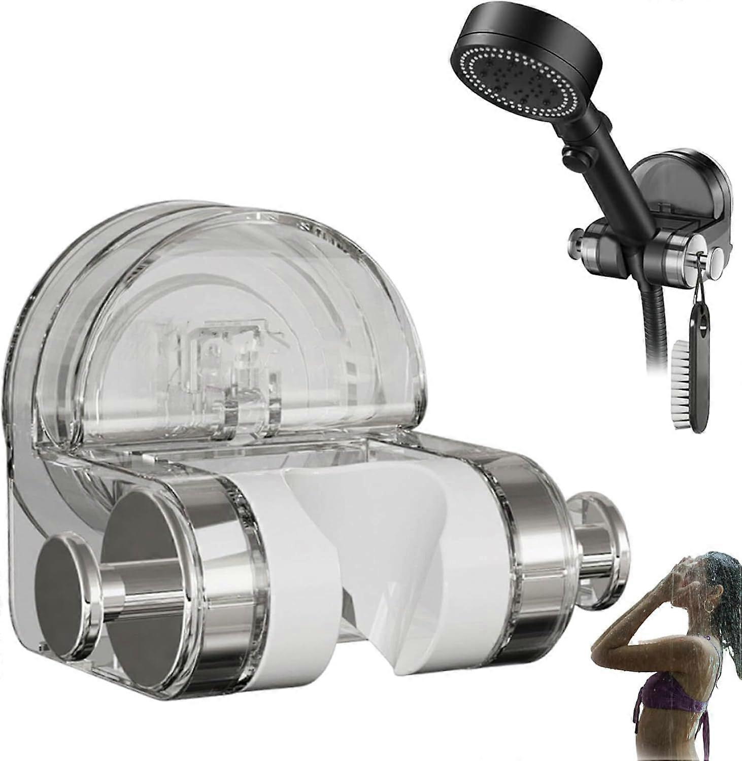 Adjustable Suction Cup Shower Head Holder Wall Mounted  No Drill Removable Rack