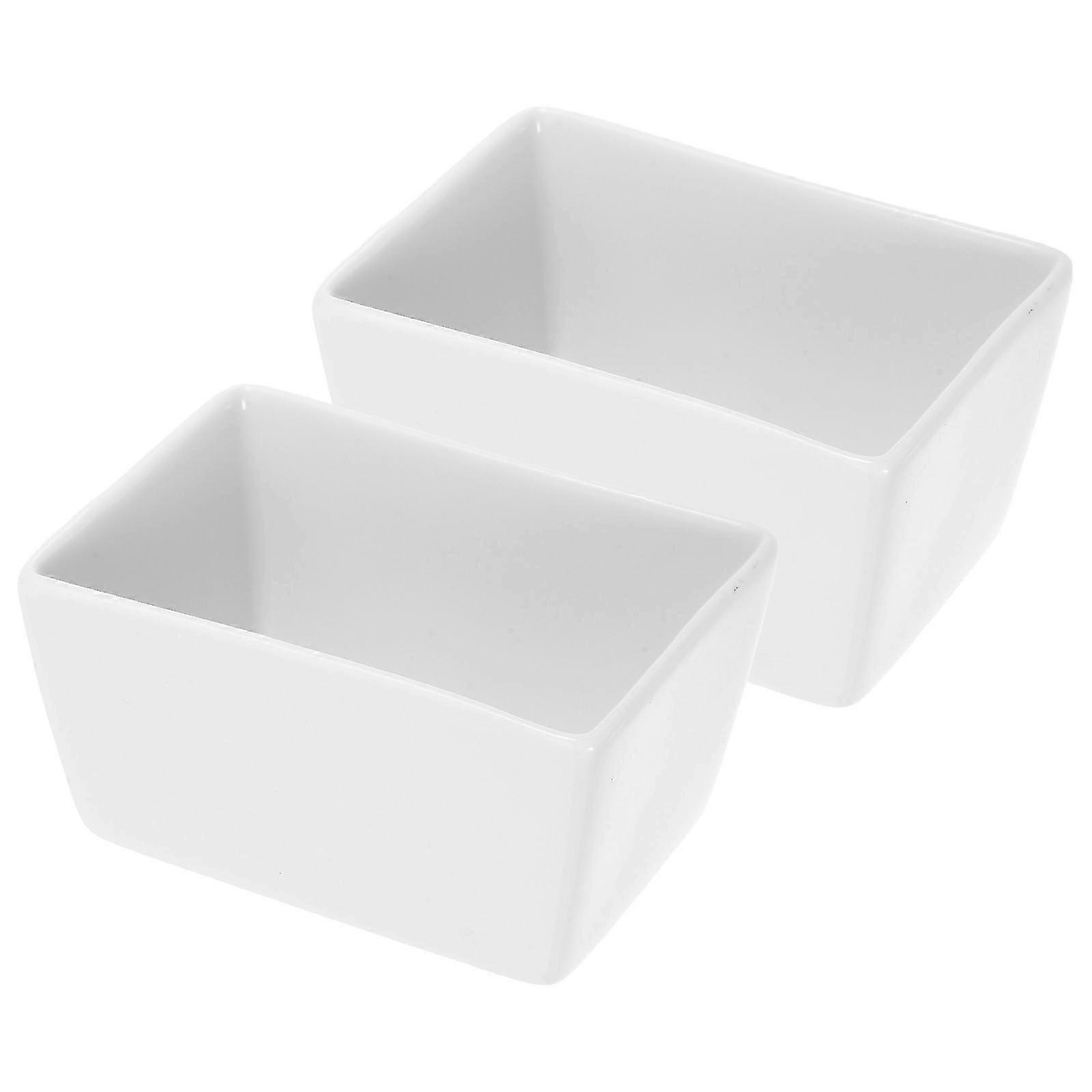 White Rectangular Ceramic Sugar Container compatible Kitchen Storage 2Pcs
