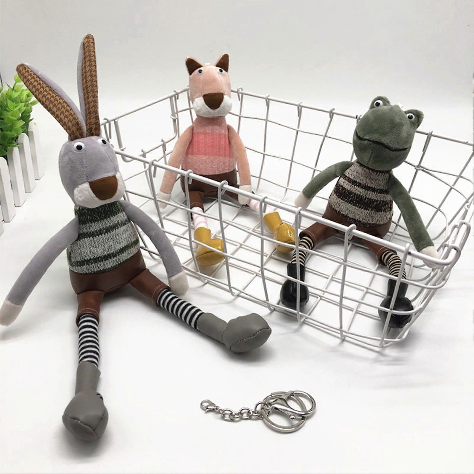 Key Ring Funny Decoration Soft Cartoon Plush Long Leg Frog Backpack Pendant