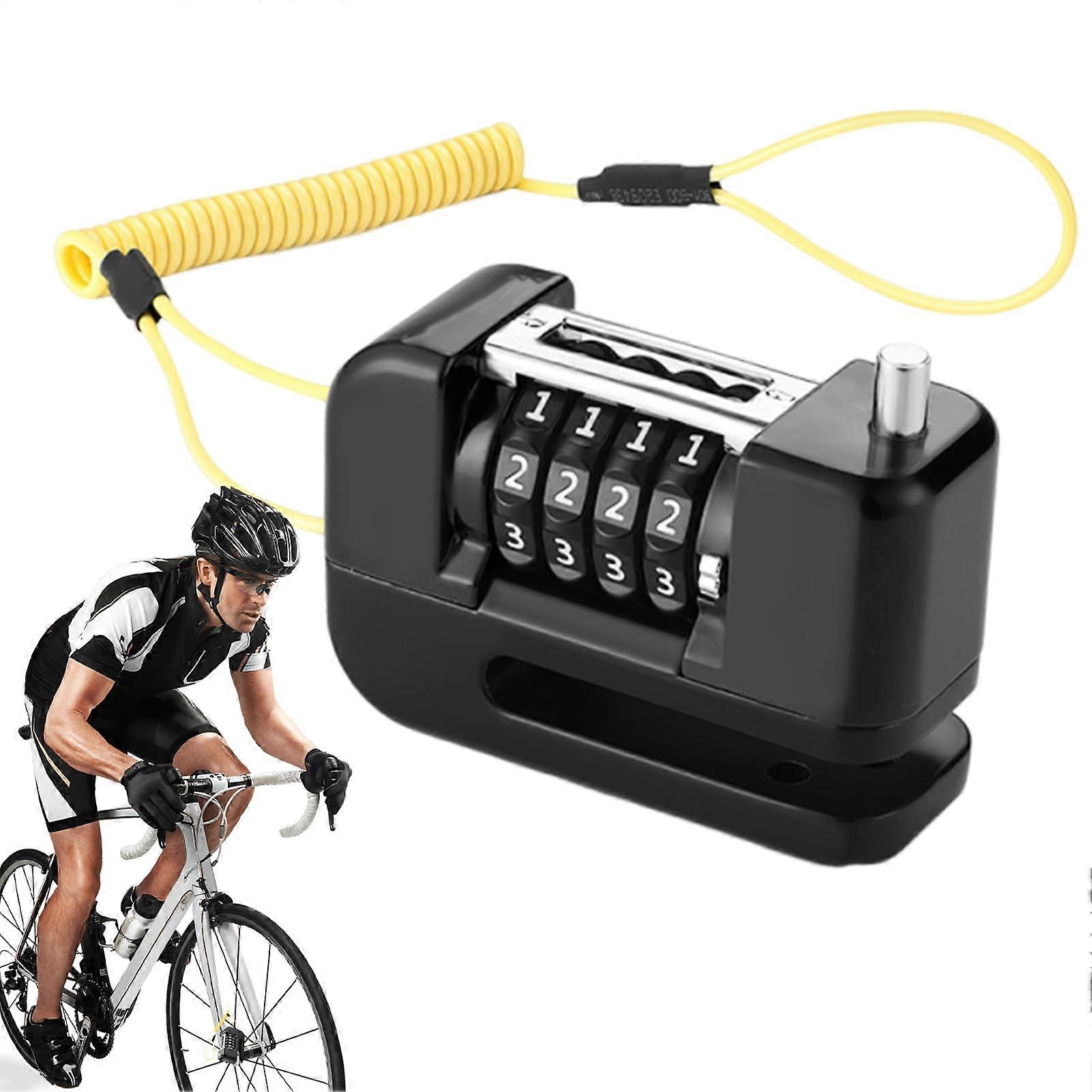 Heavy Duty Waterproof Bike Brake Lock, 4Digit Keyless Motorcycle Disc Lock AntiTheft for EBikes