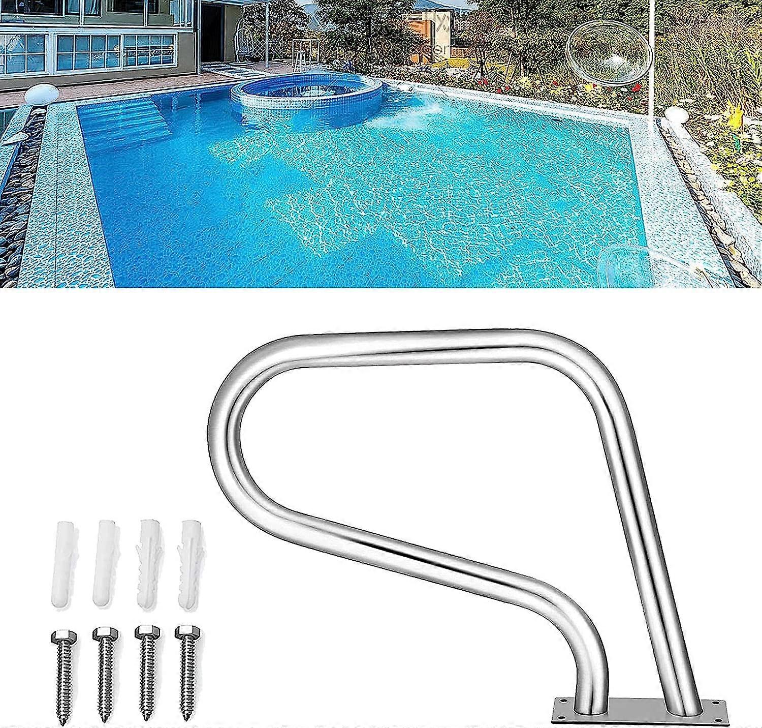 Pool Handrail 304 Stainless Steel Rustproof Ergonomic Grip for Inground Swimming Pool Deck