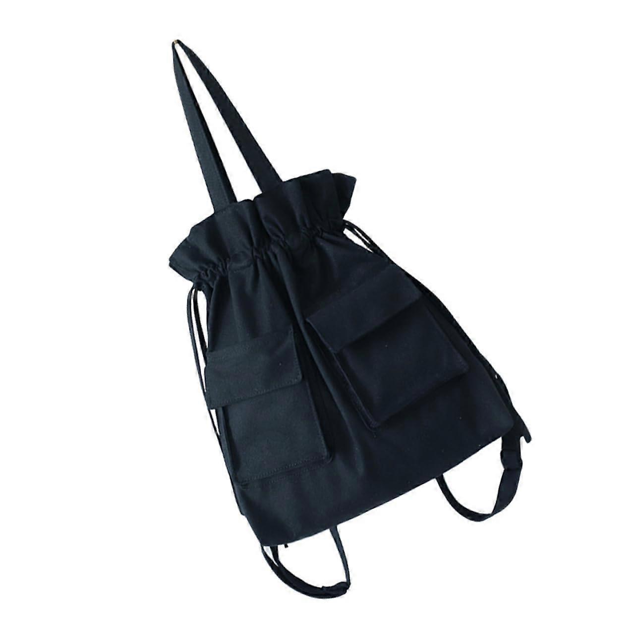 Canvas Drawstring Laptop Backpack Cotton School Travel Bag Durable EcoFriendly Computer Pack