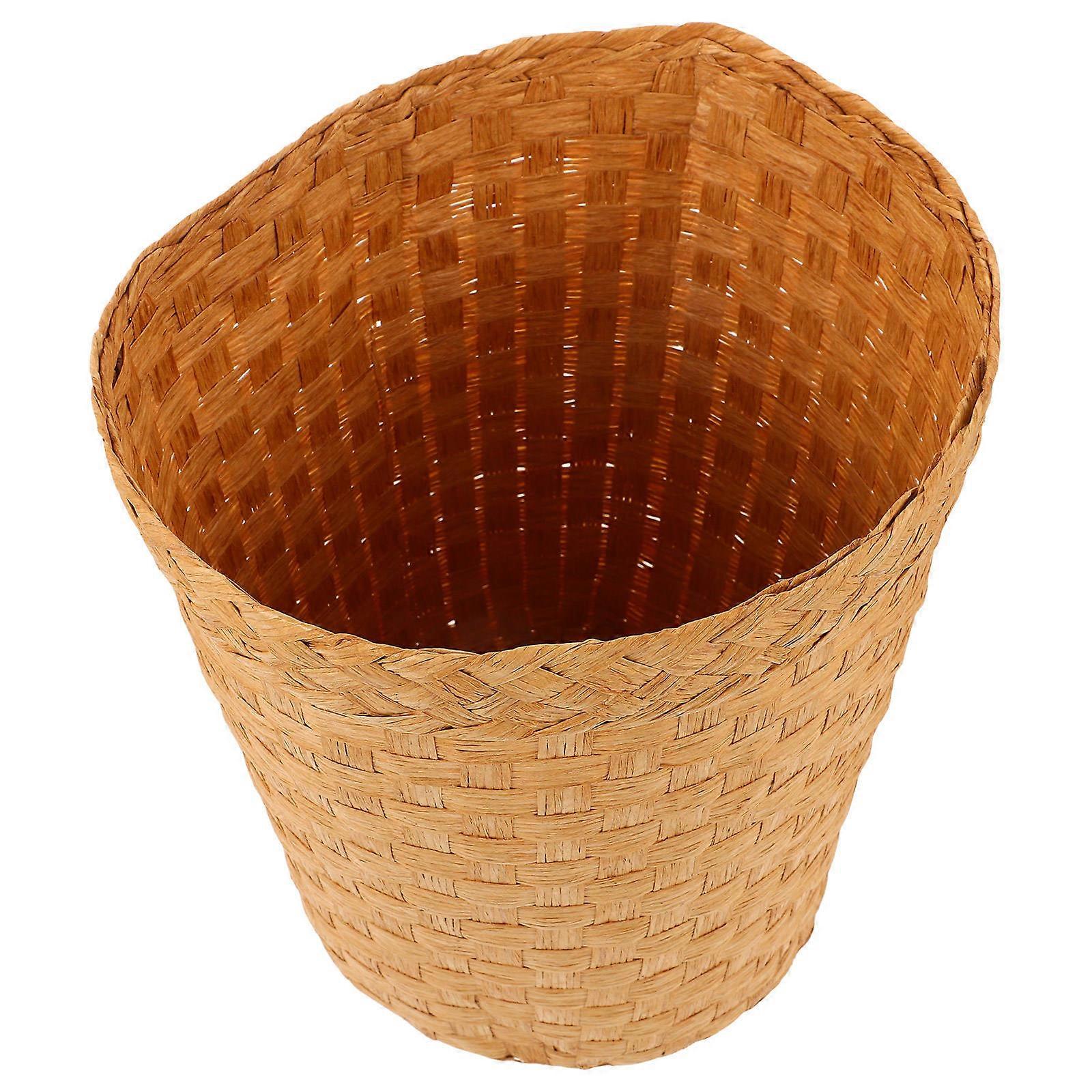 Brown Woven Storage Basket for Storage Bamboo Multipurpose Wastebasket