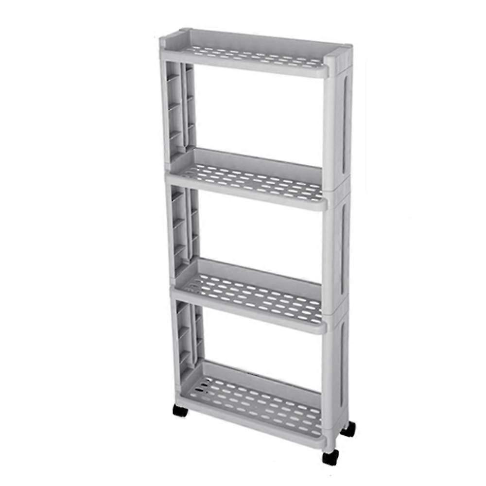 Slim Rolling Storage Shelf 2/3/4 Tier Removable Narrow Kitchen Rack with Wheels for Fridge Side