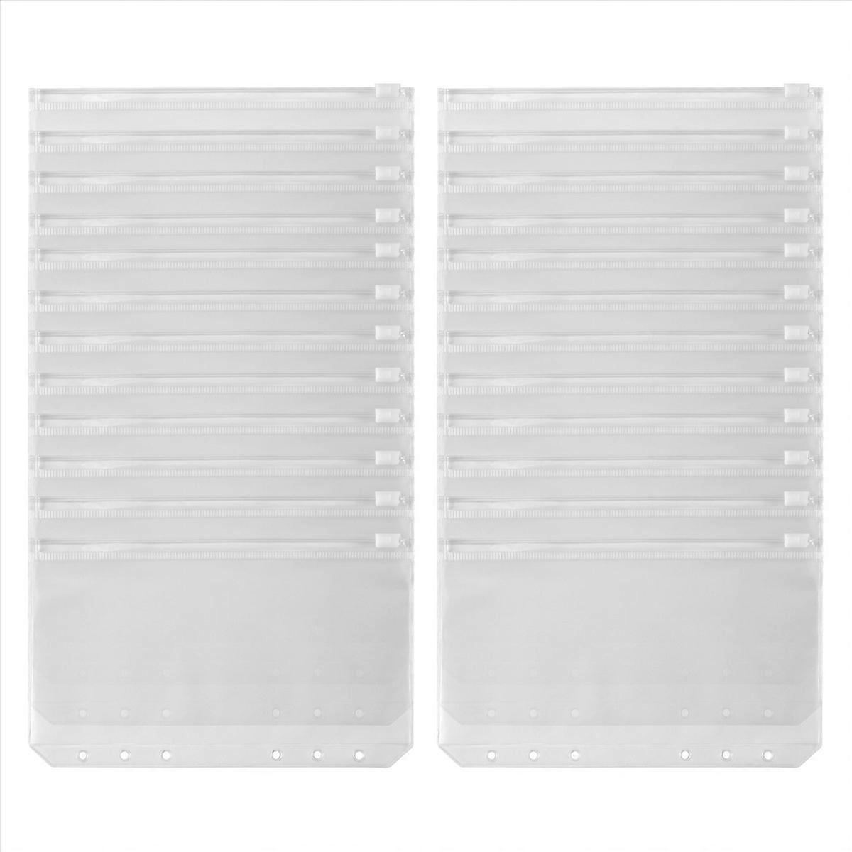 24 Pcs Binder Pockets A6 Size Binder for 6-Ring Notebook Binder Bags