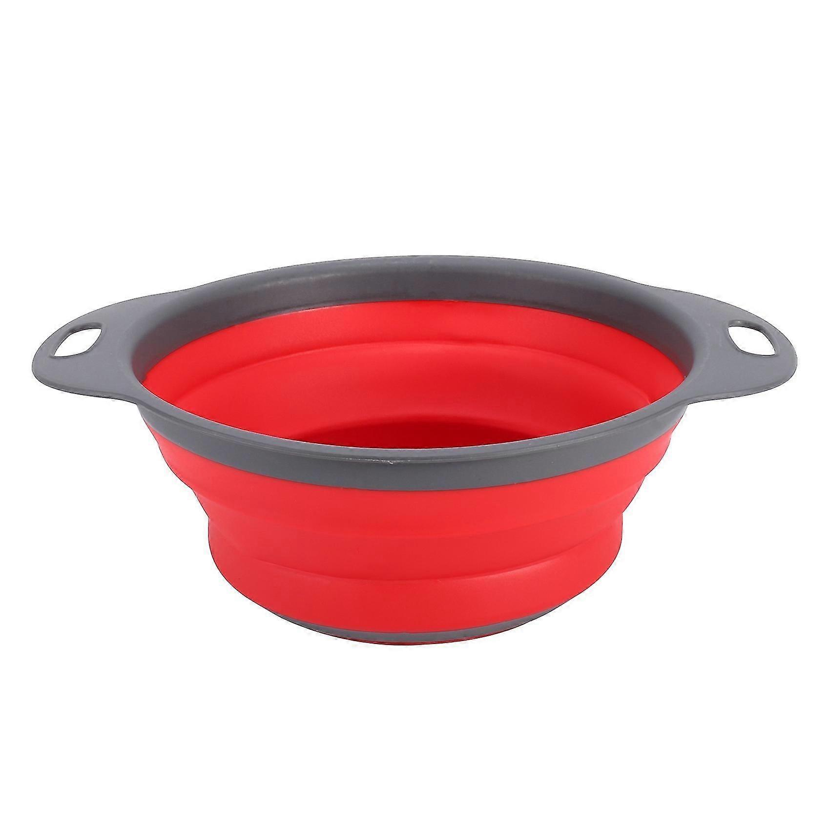 Red Collapsible Kitchen Colander Silicone Strainer Dishwasher Safe Approved