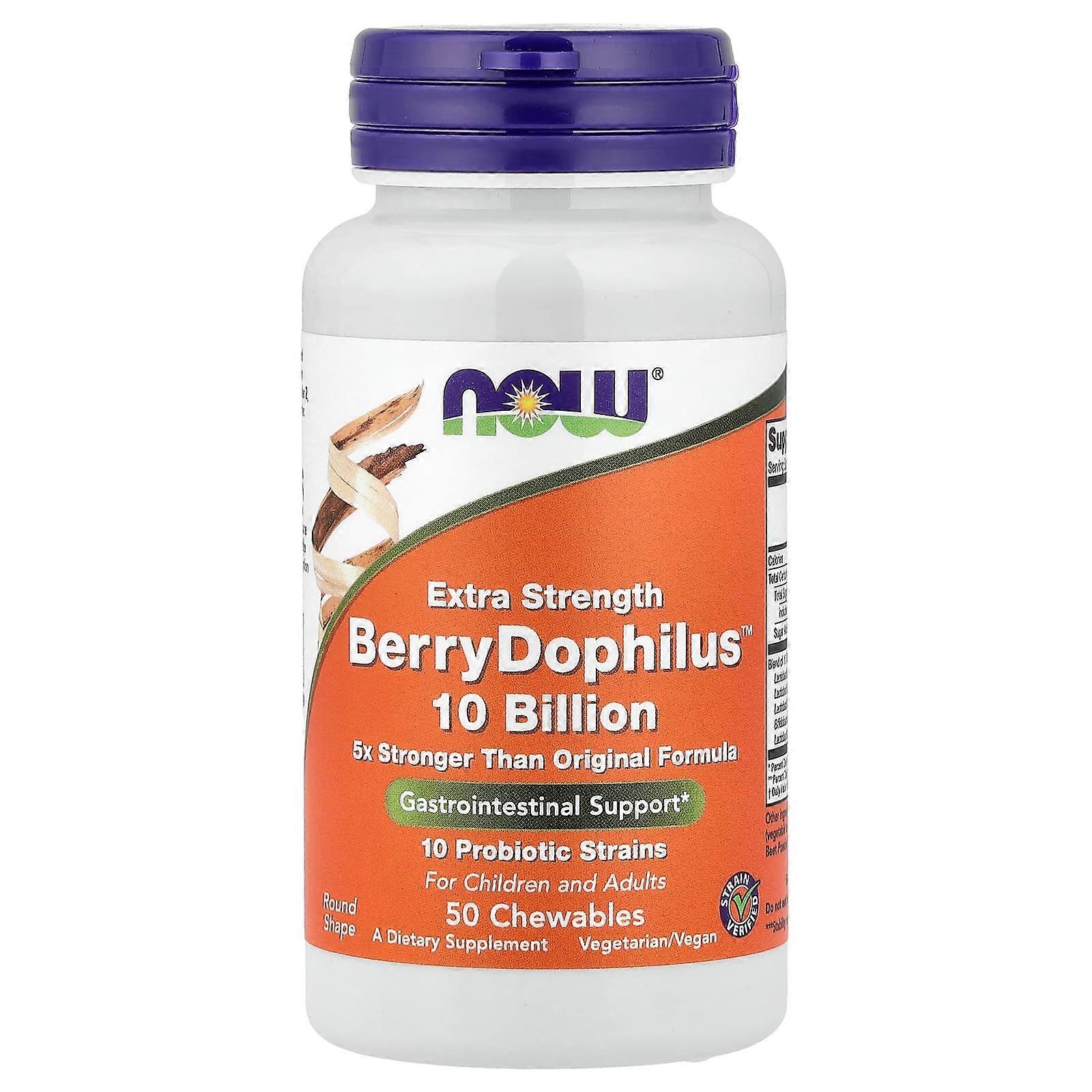 NOW Foods, Extra Strength Berry Dophilus, 50 Chewables