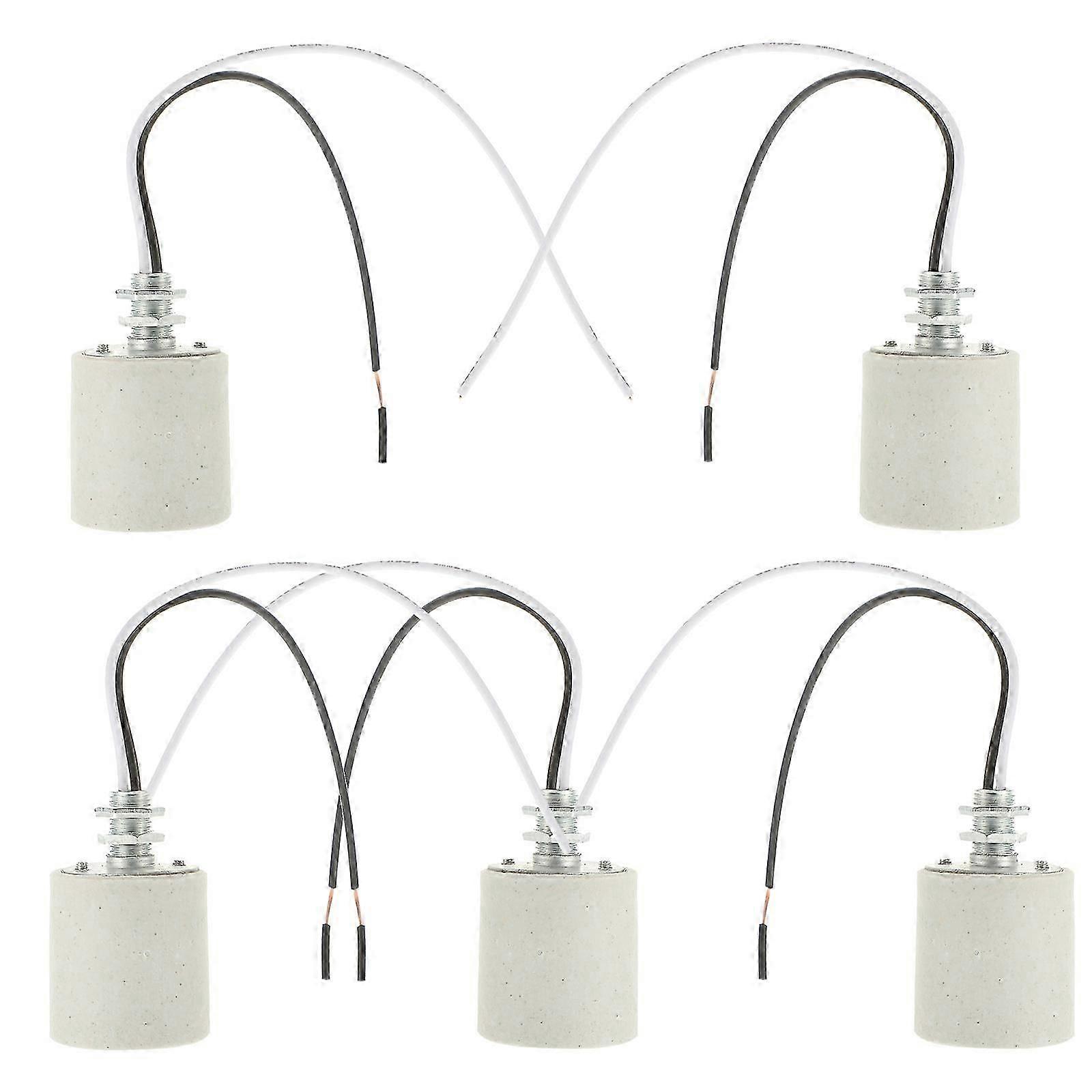 Ceramic E27 Light Socket for Lighting Use 5Pcs White Bulb Holder Lamp