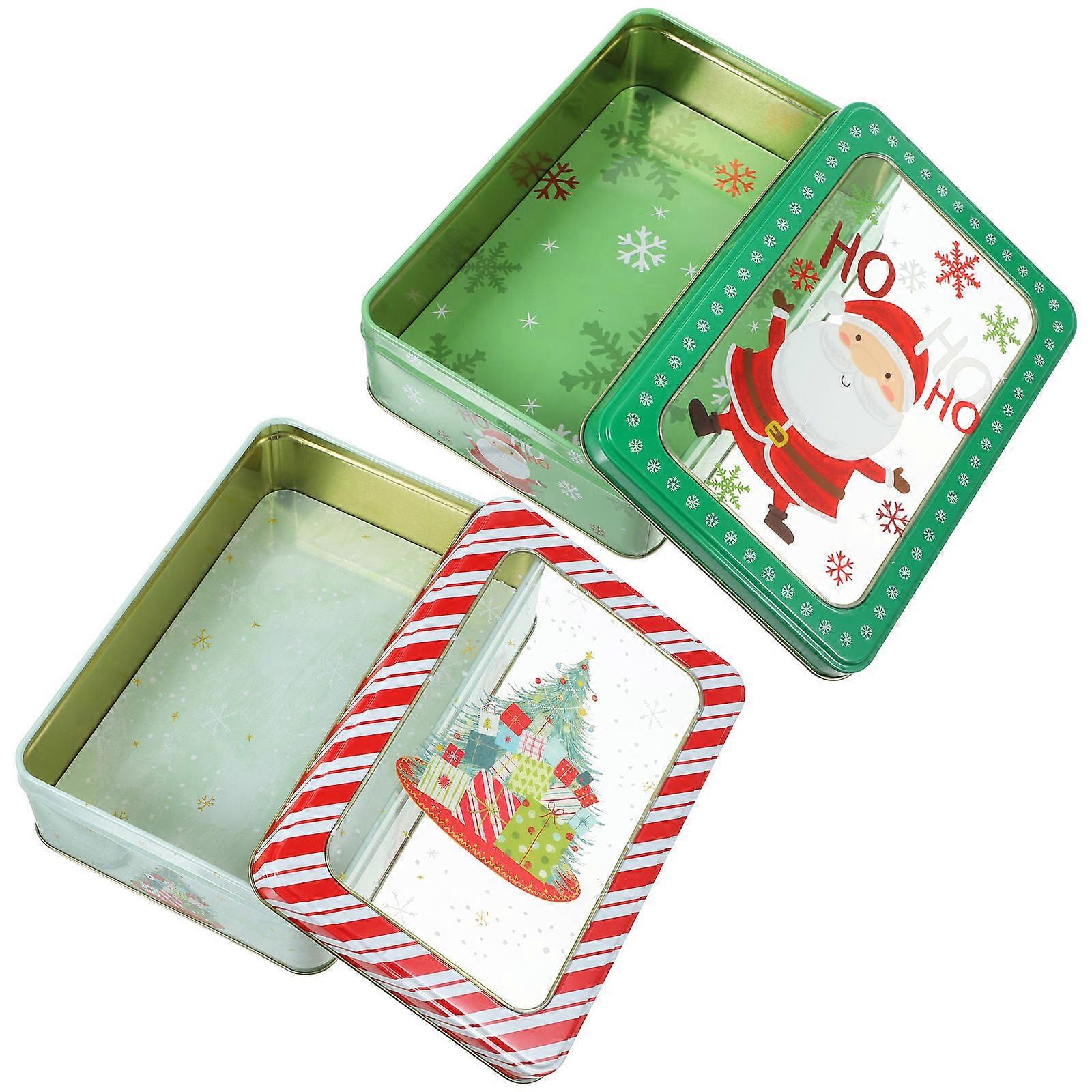 Christmas Candy Boxes Iron Storage Boxes for 2Pcs Cookie and Candy Use