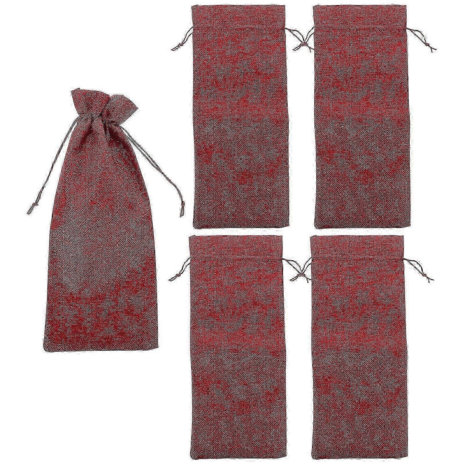 5Pcs Red Bag Linen Drawstring for Protection