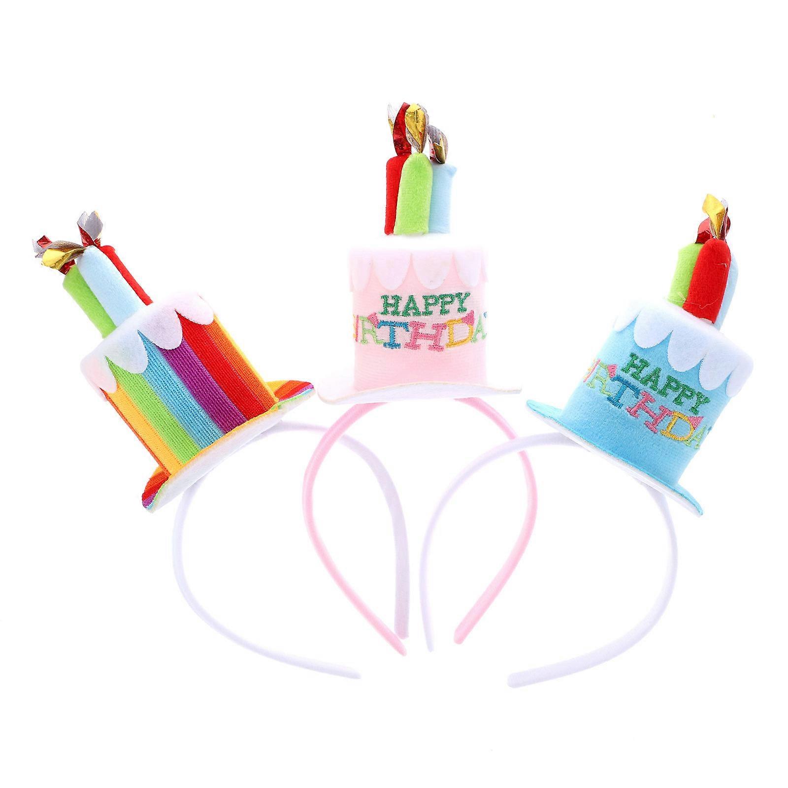 Serre-têtes à bougies pour enfants, anneaux pour cheveux, pour une fête d'anniversaire amusante, lot de 3 bleus