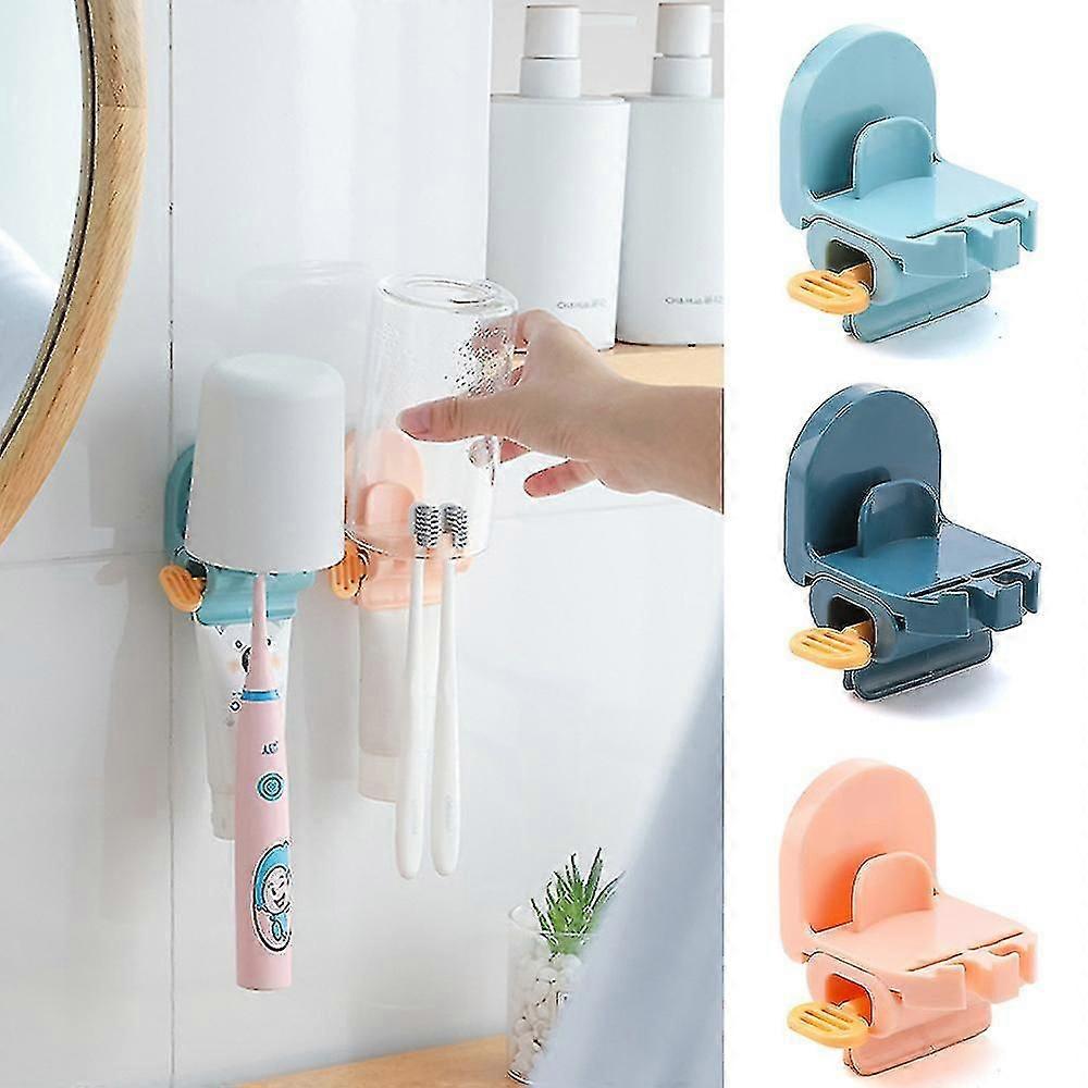 3pcs Wall-mounted Roller Tube Bathroom Toothpaste Squeezer Dispenser Toothbrush Storage Rack Holder Multi Function