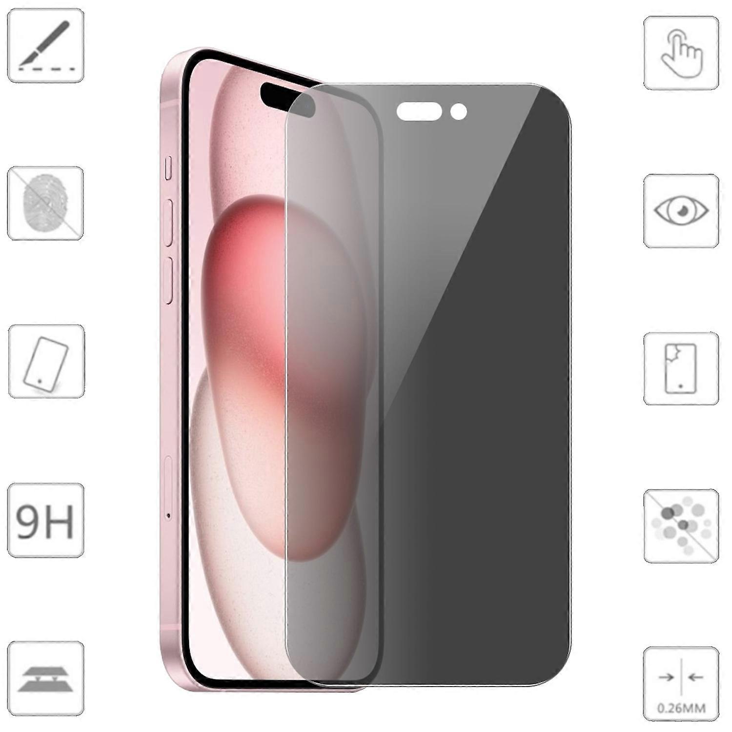 For Apple iPhone 16 2x 2.5D 0.26mm Display LCD Privacy H9 Tempered Glass Film Protector