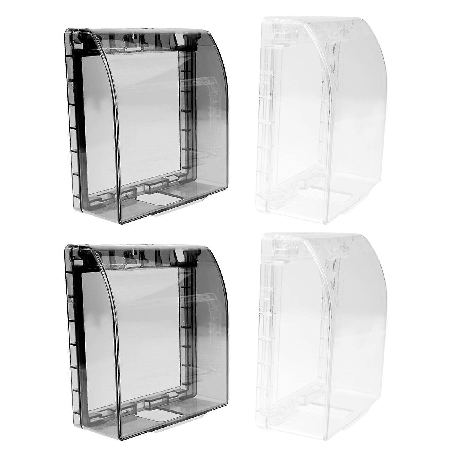 Socket Waterproof Case Dustproof Practical Box Protectors Balcony Square Shape 11.8x10.5cm 4Set