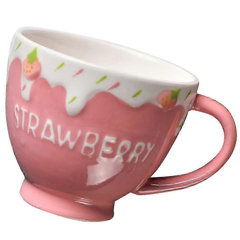 Coffee Mug Multi-Function Milk Cup for Household Use 2Pcs Pink Ceramic