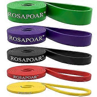 Conjunto de 5 faixas elásticas de resistência para auxiliar em exercícios de barra fixa, faixas de treino para força, alongamento e mobilidade.